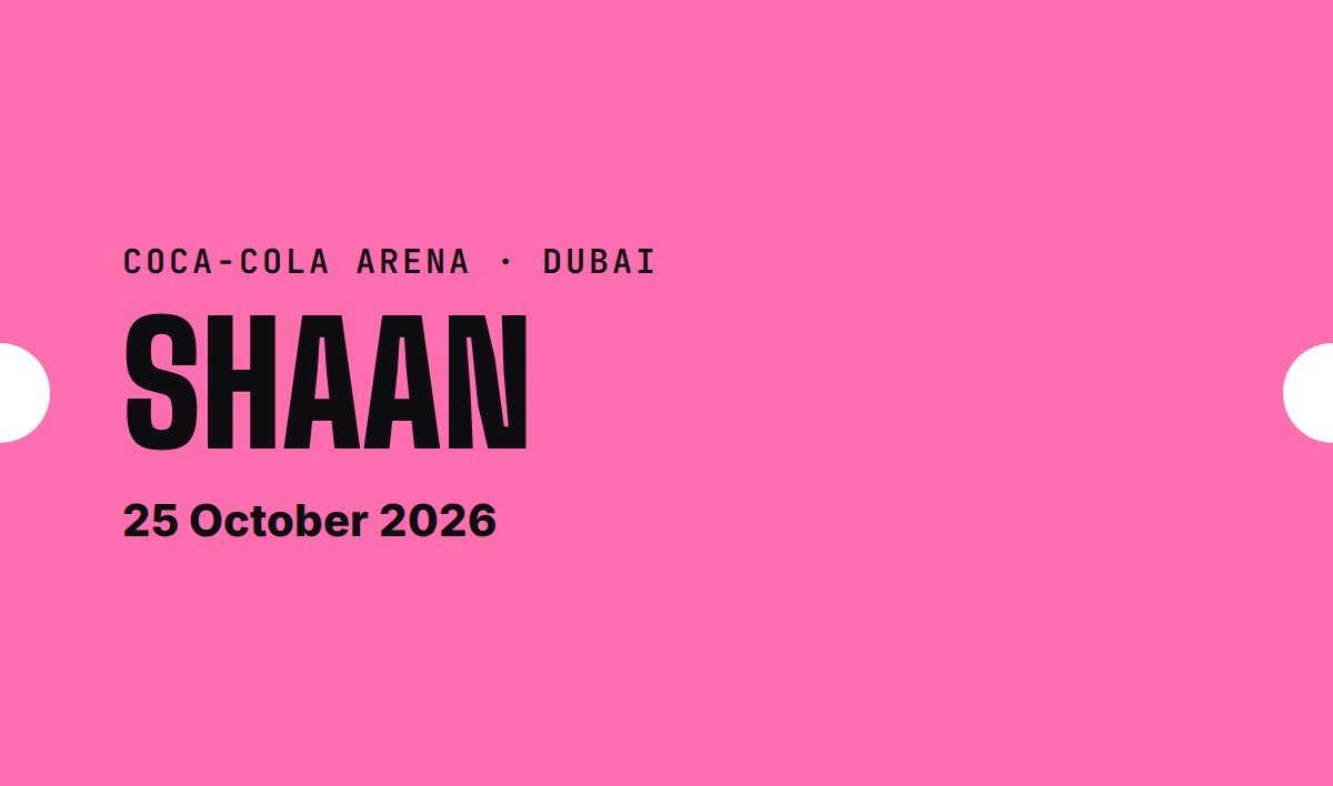 Shaan tickets, Coca-Cola Arena, Dubai
