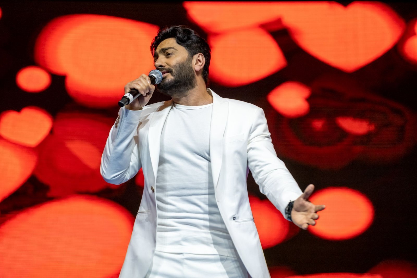 Tamer Hosny performing at Global Village Dubai