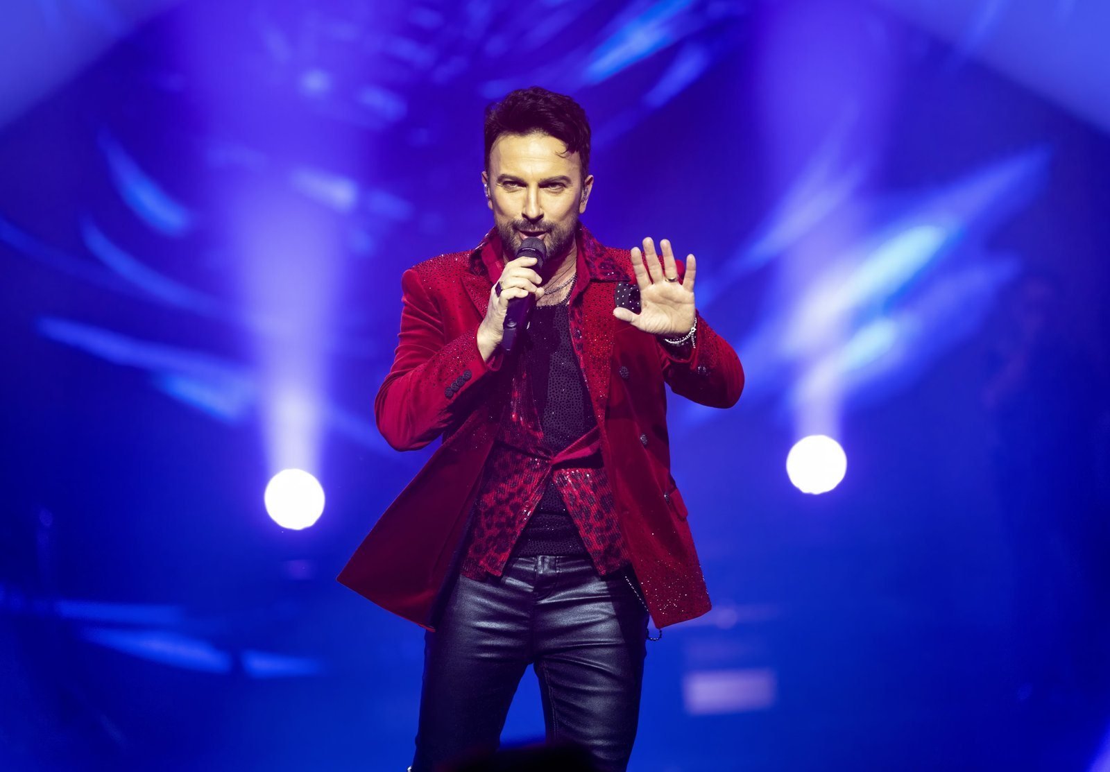 Turkish pop singer Tarkan on stage